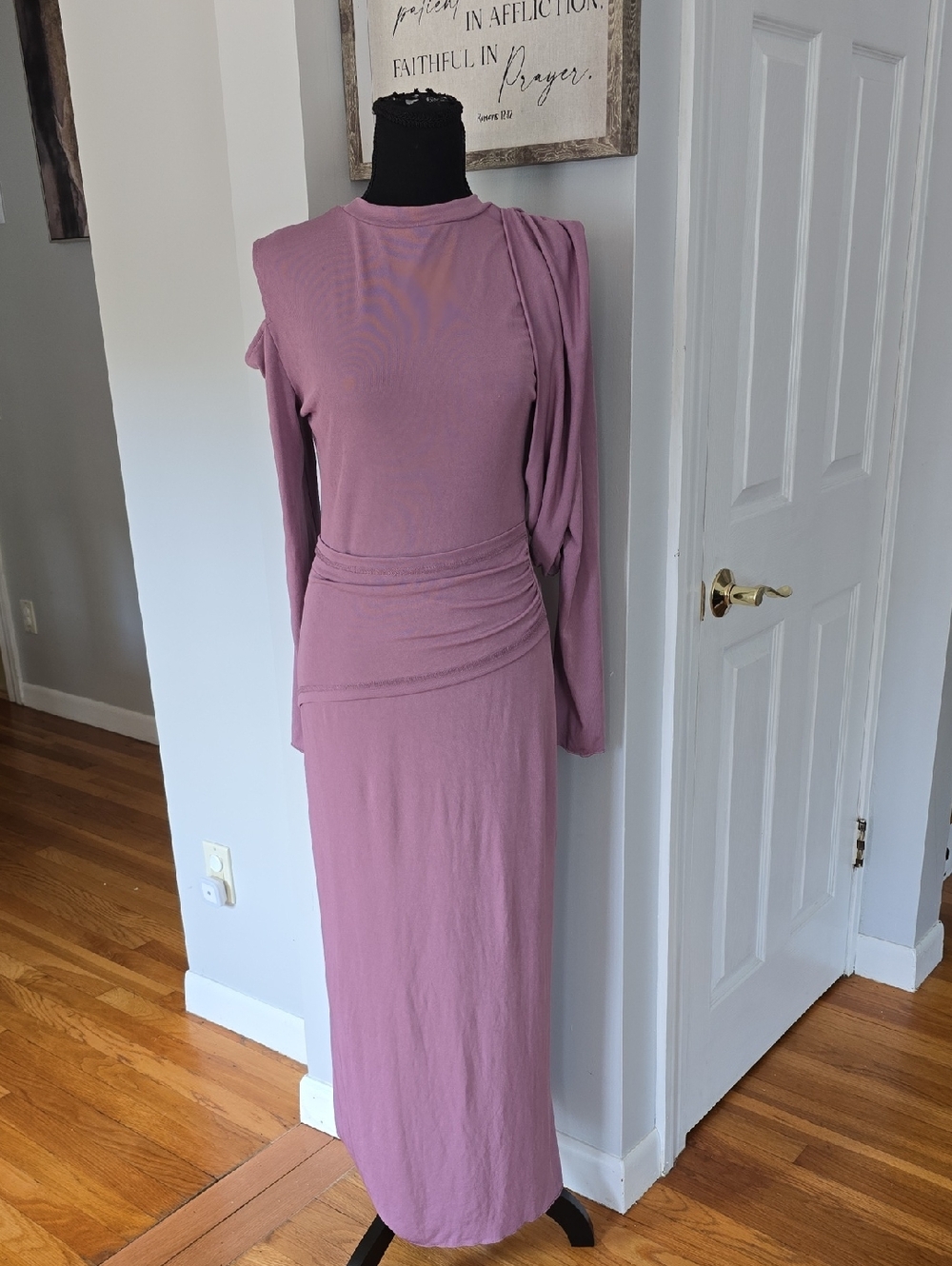 Women's Mauve Long Sleeve Maxi Dress